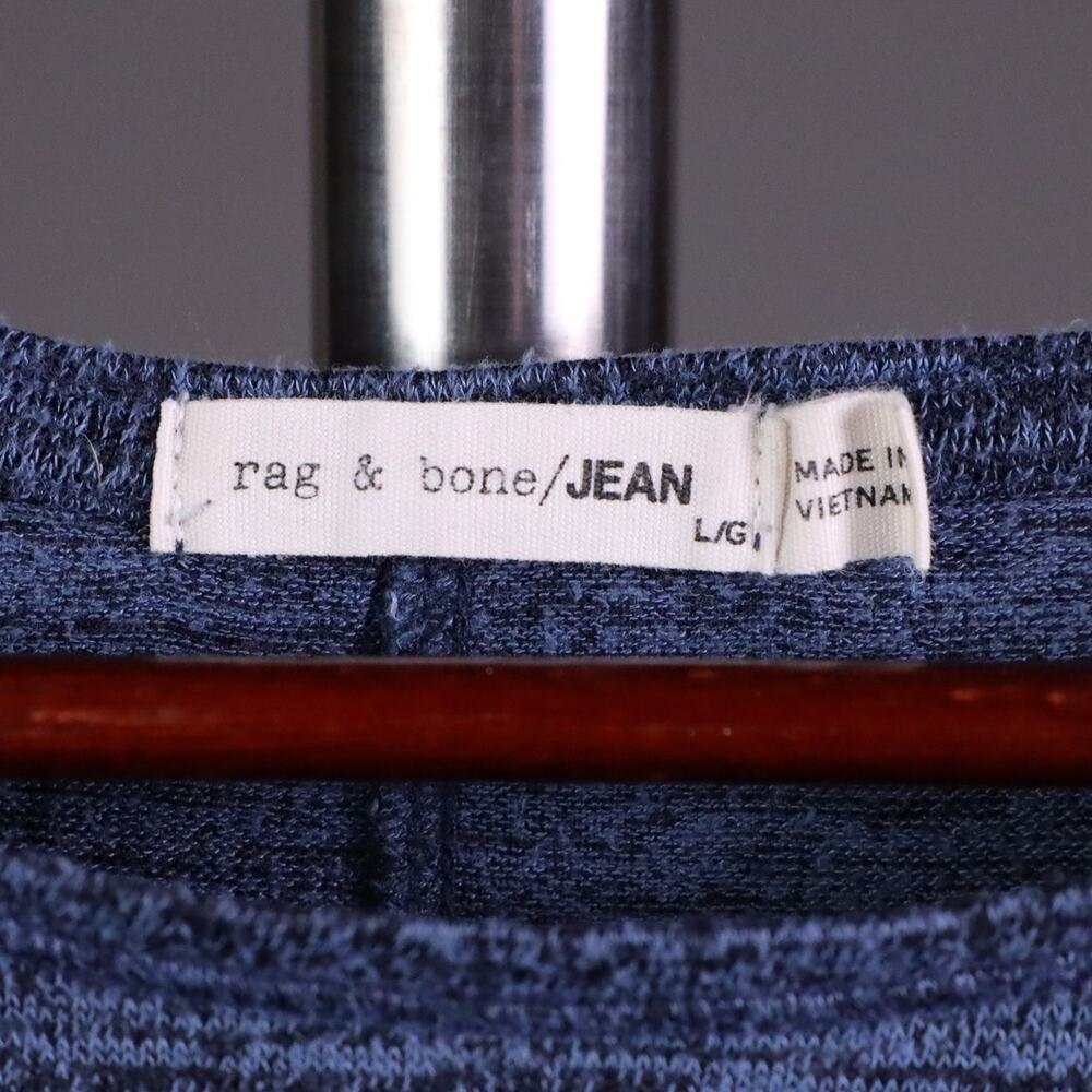 Rag & Bone Jean Shirt Womens L Marled Blue Amelie Long Sleeve Ribbed Soft Dolman - Picture 4 of 11